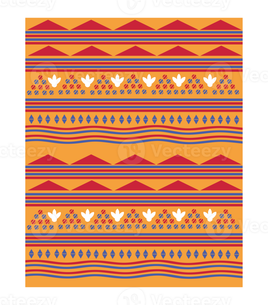 An orange and blue pattern with a red and white design png