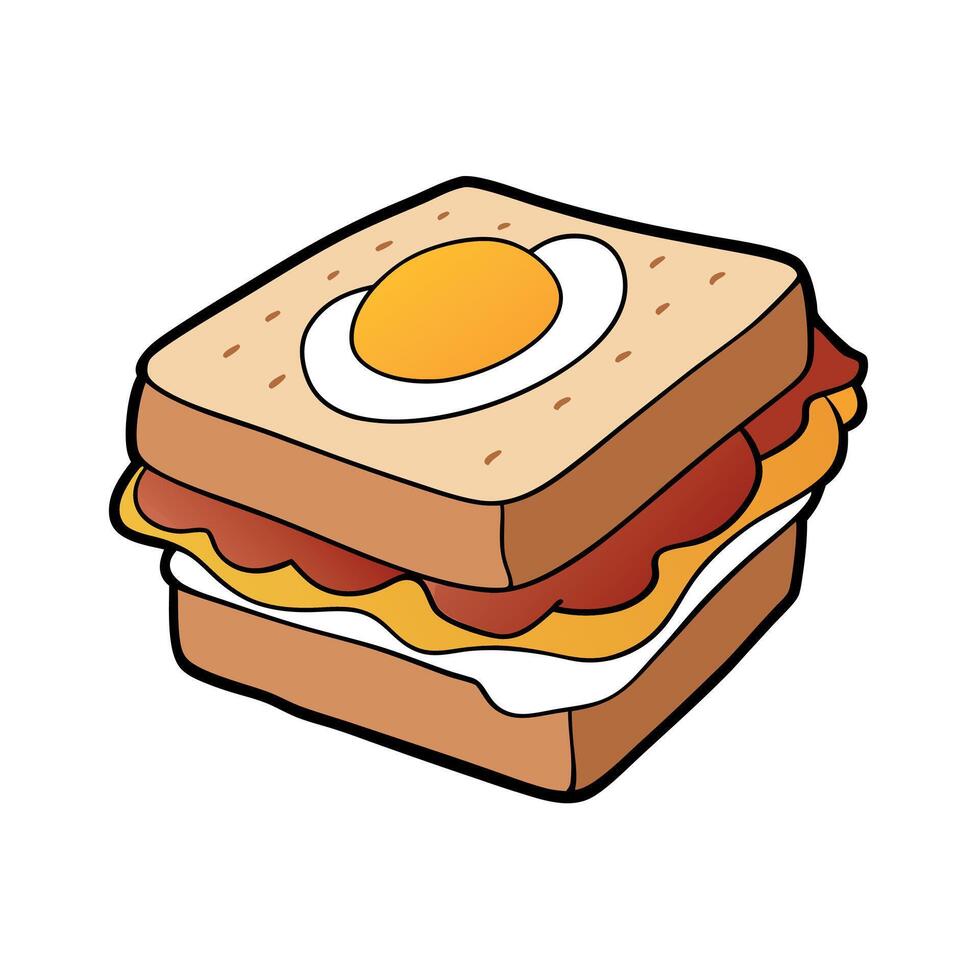 Gourmet Bacon and Egg Sandwich Close-Up vector