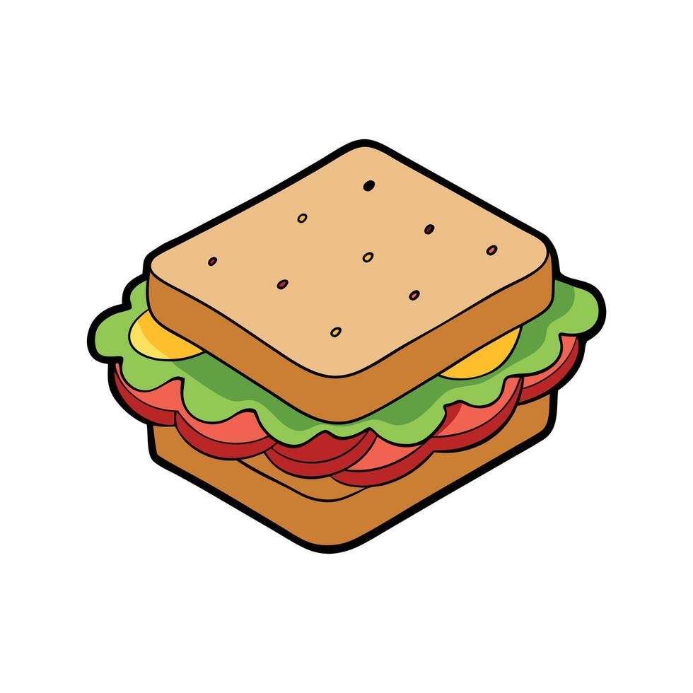 Delicious toast sandwich on a white background. vector