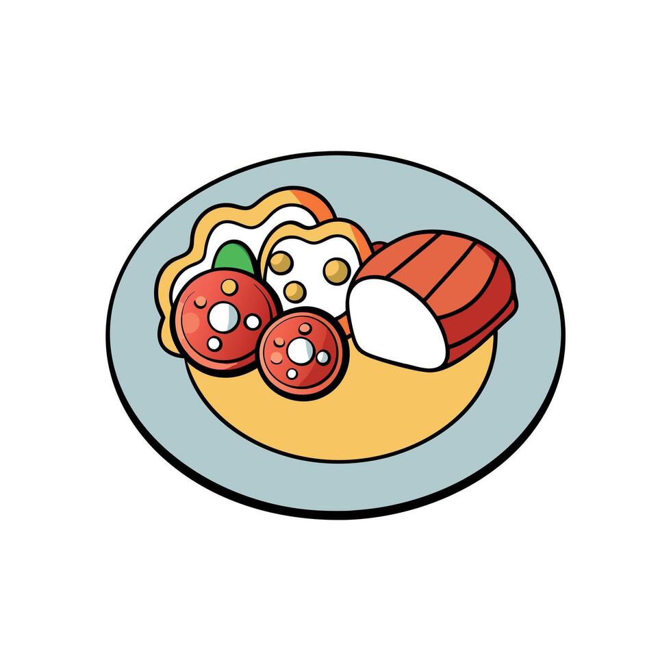 Bacon tomato mushrooms and toast dish vector
