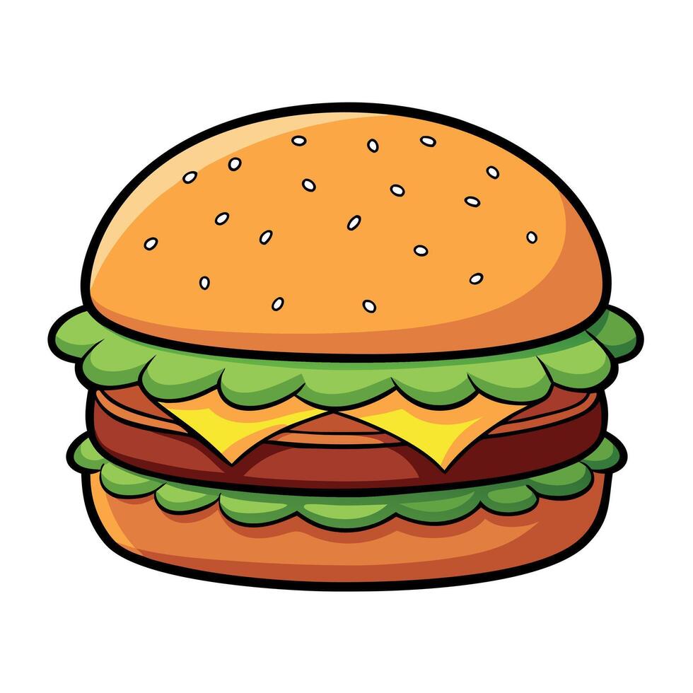 Detailed closeup of a juicy burger with fresh toppings. designed. vibrant and appetizing. fast food vector