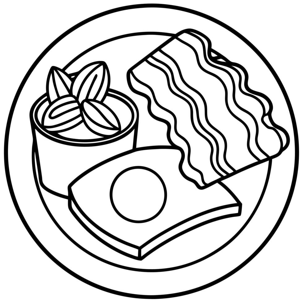 Hearty Breakfast Platter with Bacon and Eggs vector