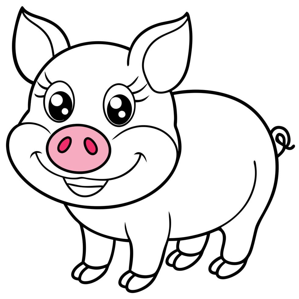 A pink cartoon pig with a pink nose and pink eyes vector
