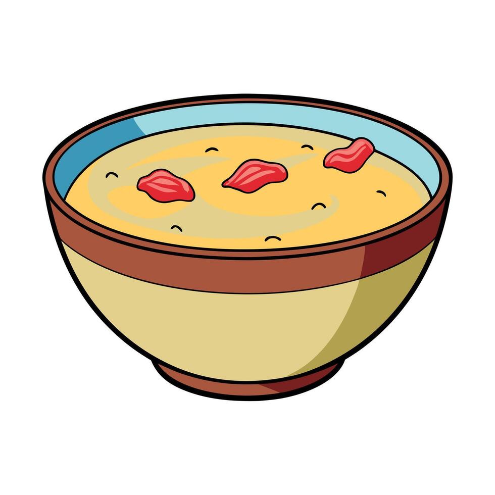 Creamy Potato Soup with Bacon and Chives vector