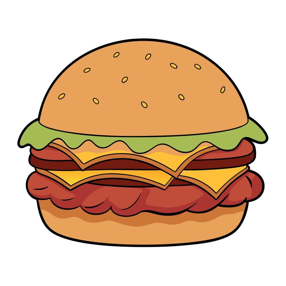 Close-Up of a Delicious Bacon Cheeseburger vector