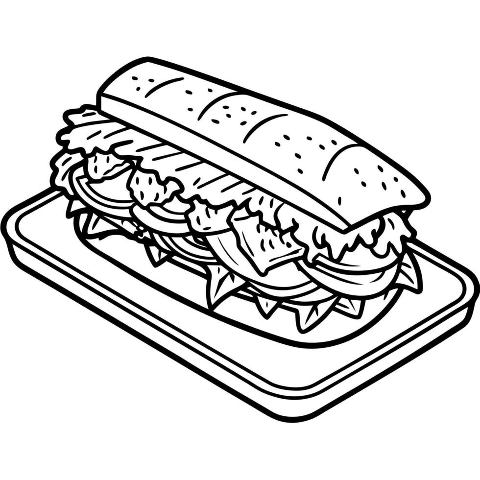 Italian beef sandwich on a wooden board for lunch vector