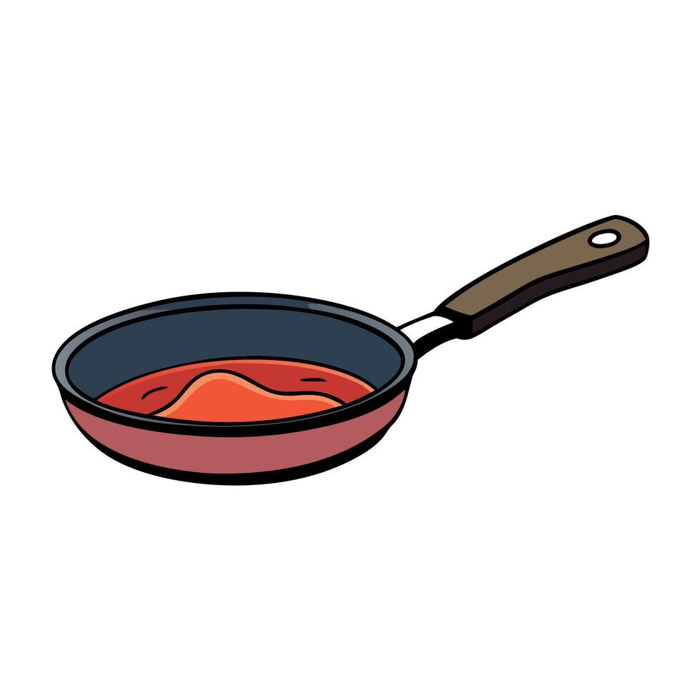 Frying pan with meat vector