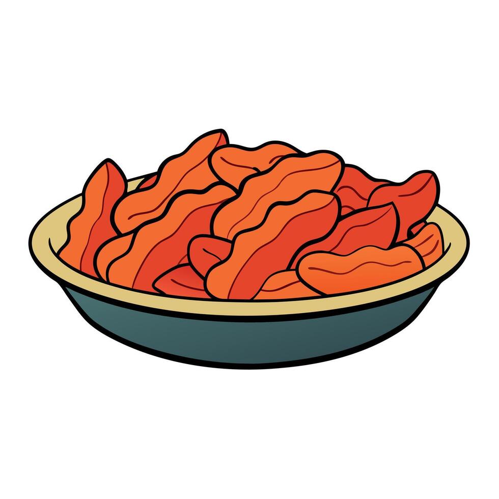 Fried dry bacon snacks for beer vector
