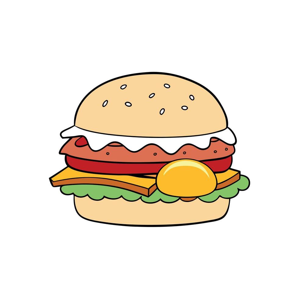 Hamburger with eggs. cheese and bacon vector