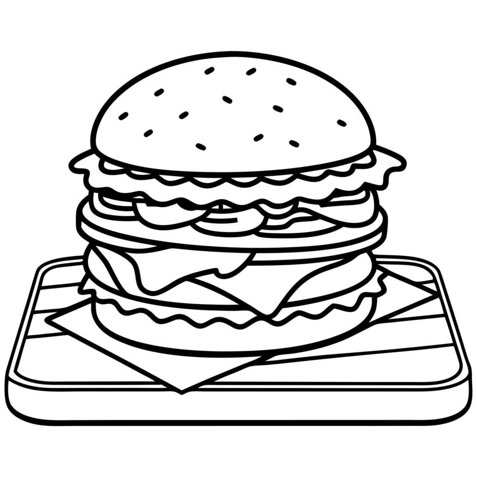 Delicious Double Bacon Cheeseburger on Wood vector