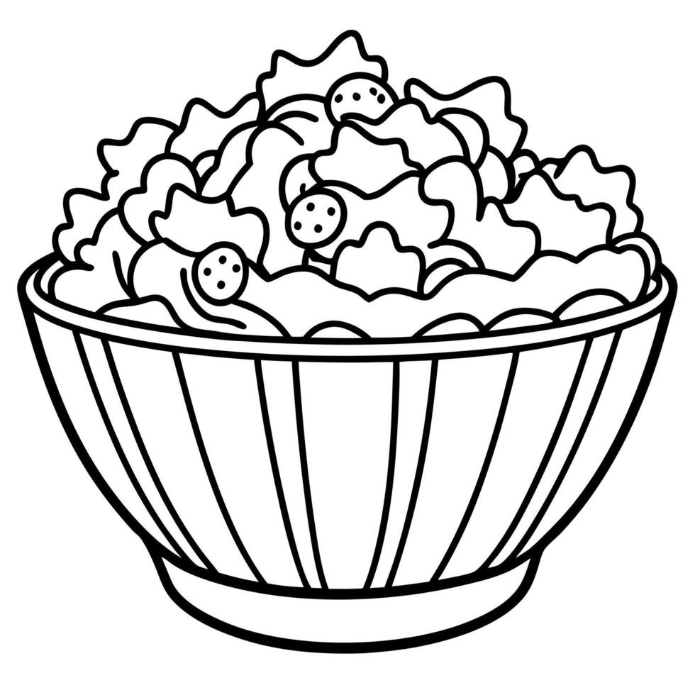 A bowl of bacon-flavored popcorn at a gourmet cinema vector