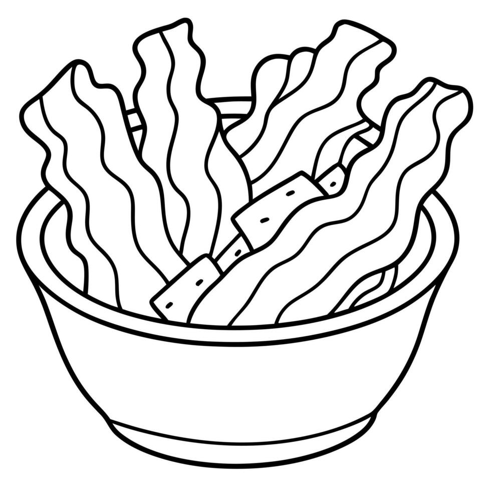 Crispy Fried Bacon Strips Add Savory Flavor To Meal vector