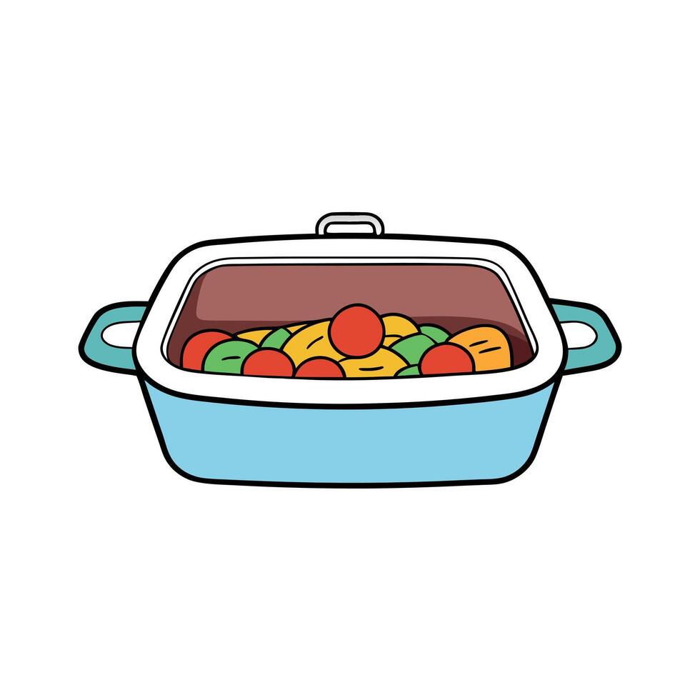 Casserole with meat and vegetables in the oven vector
