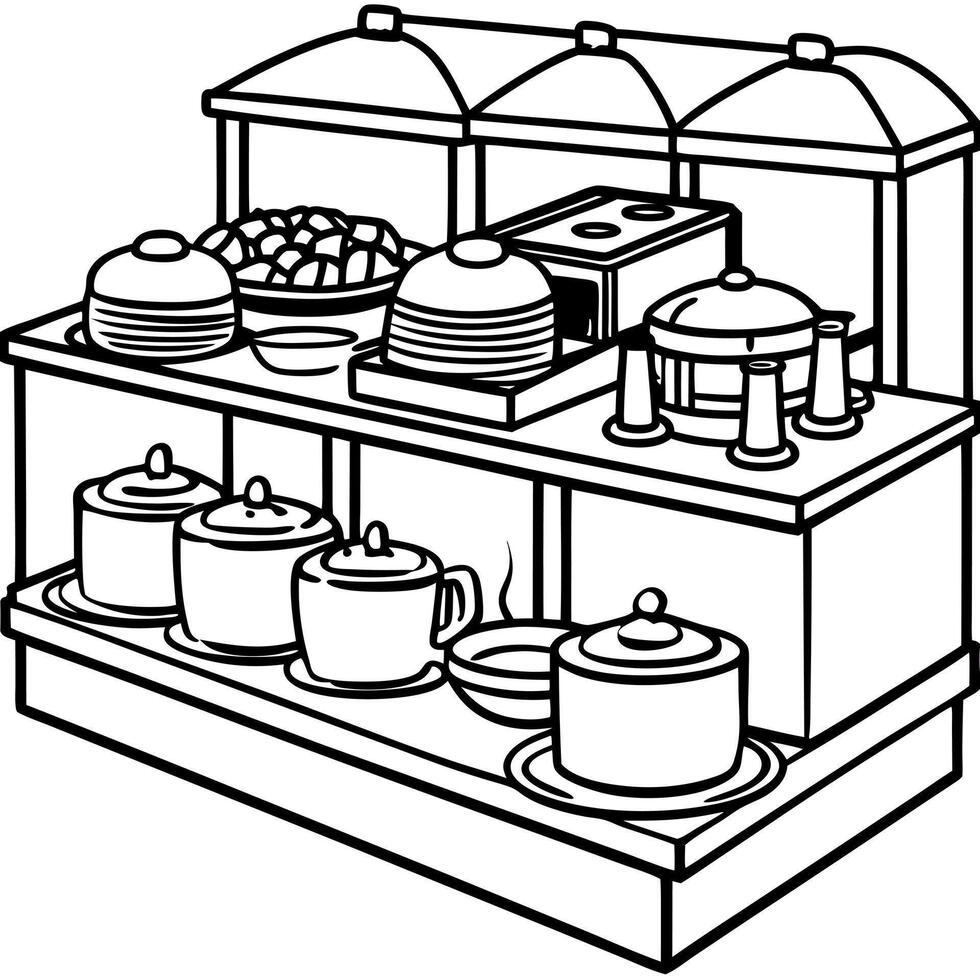 Breakfast buffet in a hotel for hotel guests. vector