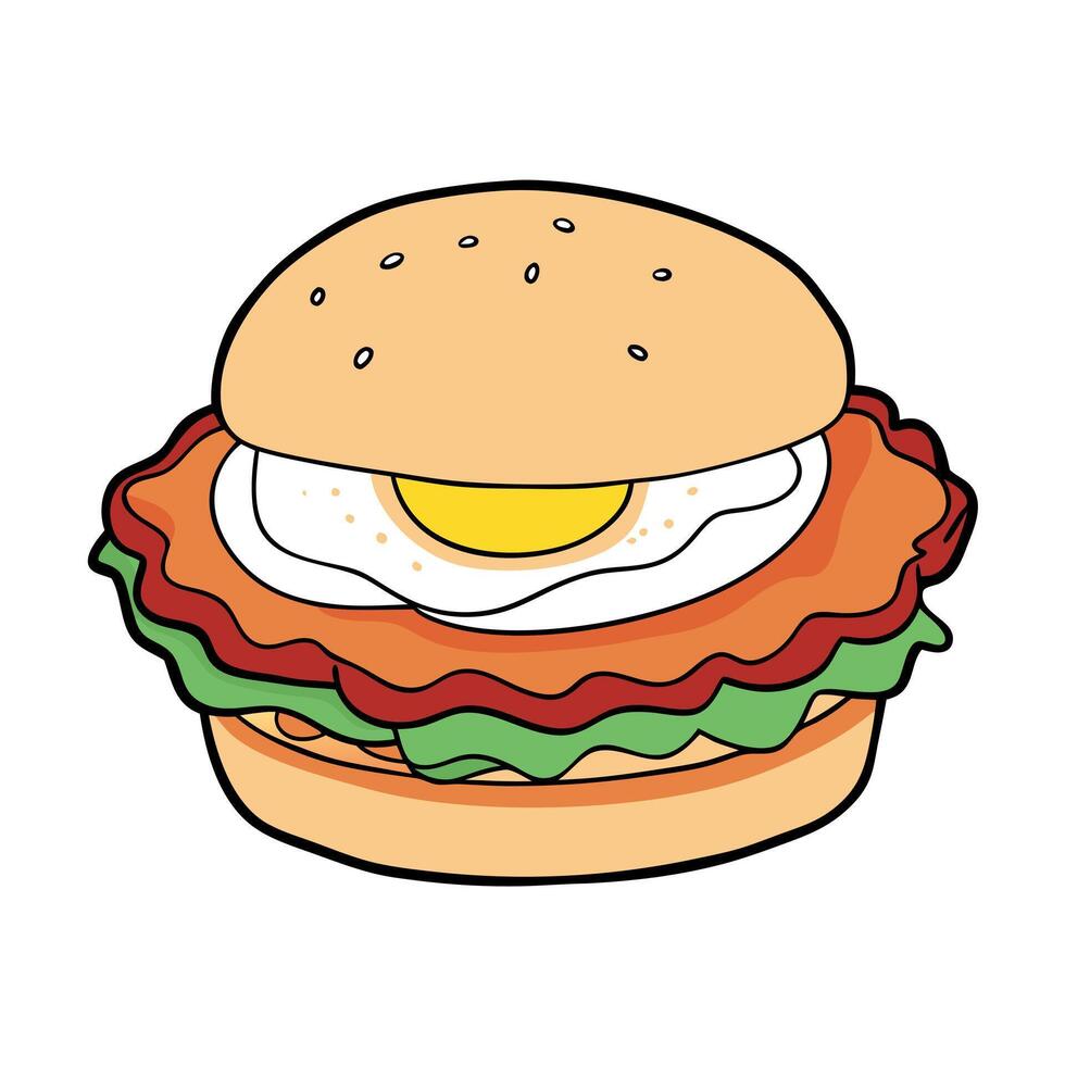 Gourmet Breakfast Sandwich with Bacon and Egg vector