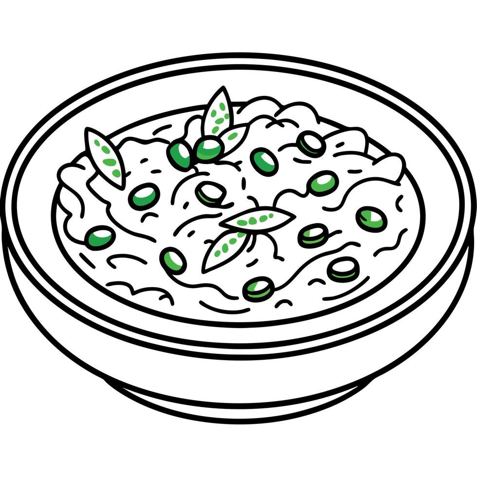 Creamy Orzo with Green Peas and Crispy Prosciutto vector