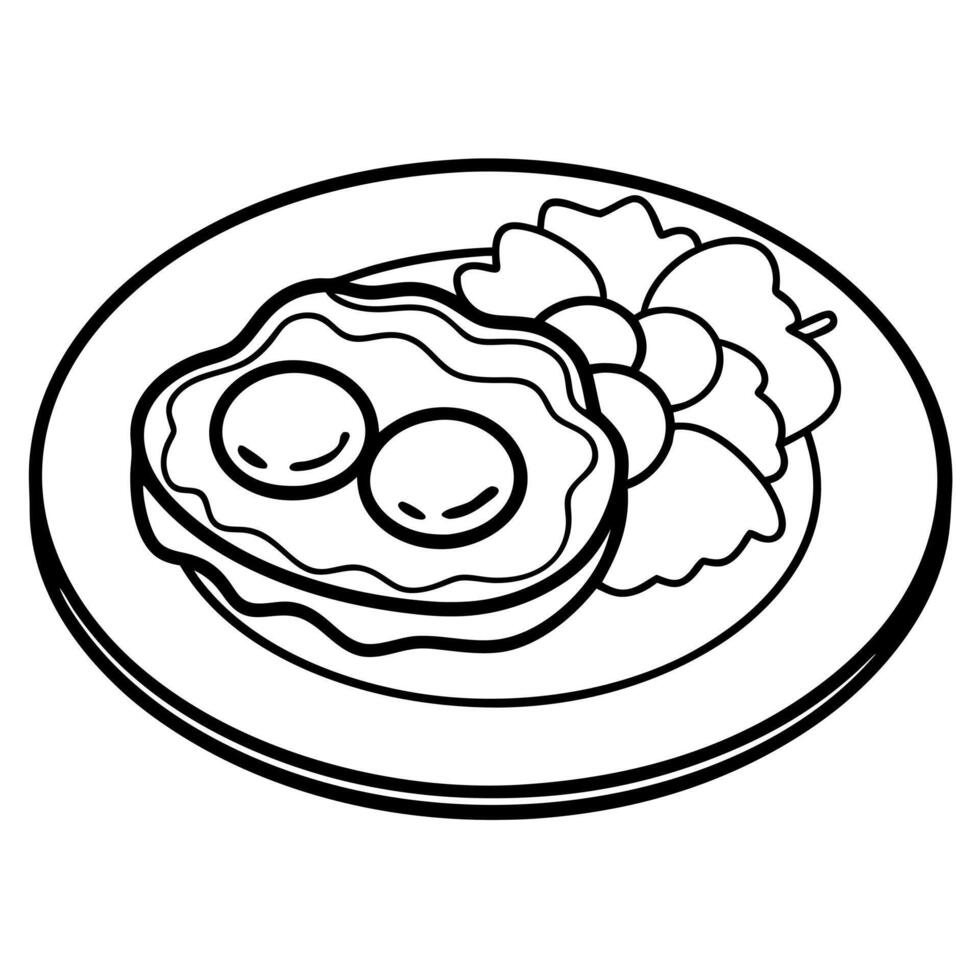 A plate of food with a fried egg on top of it vector