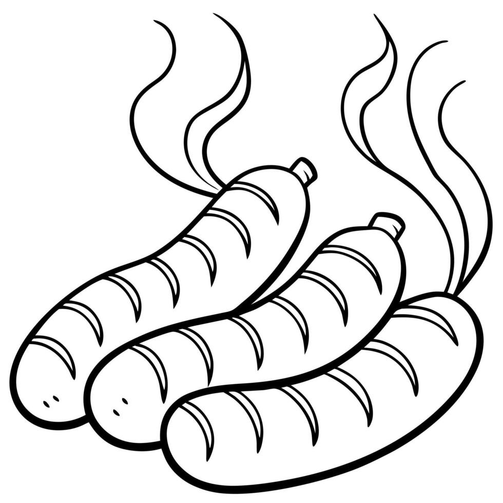 Grilled sausages with smoke vector