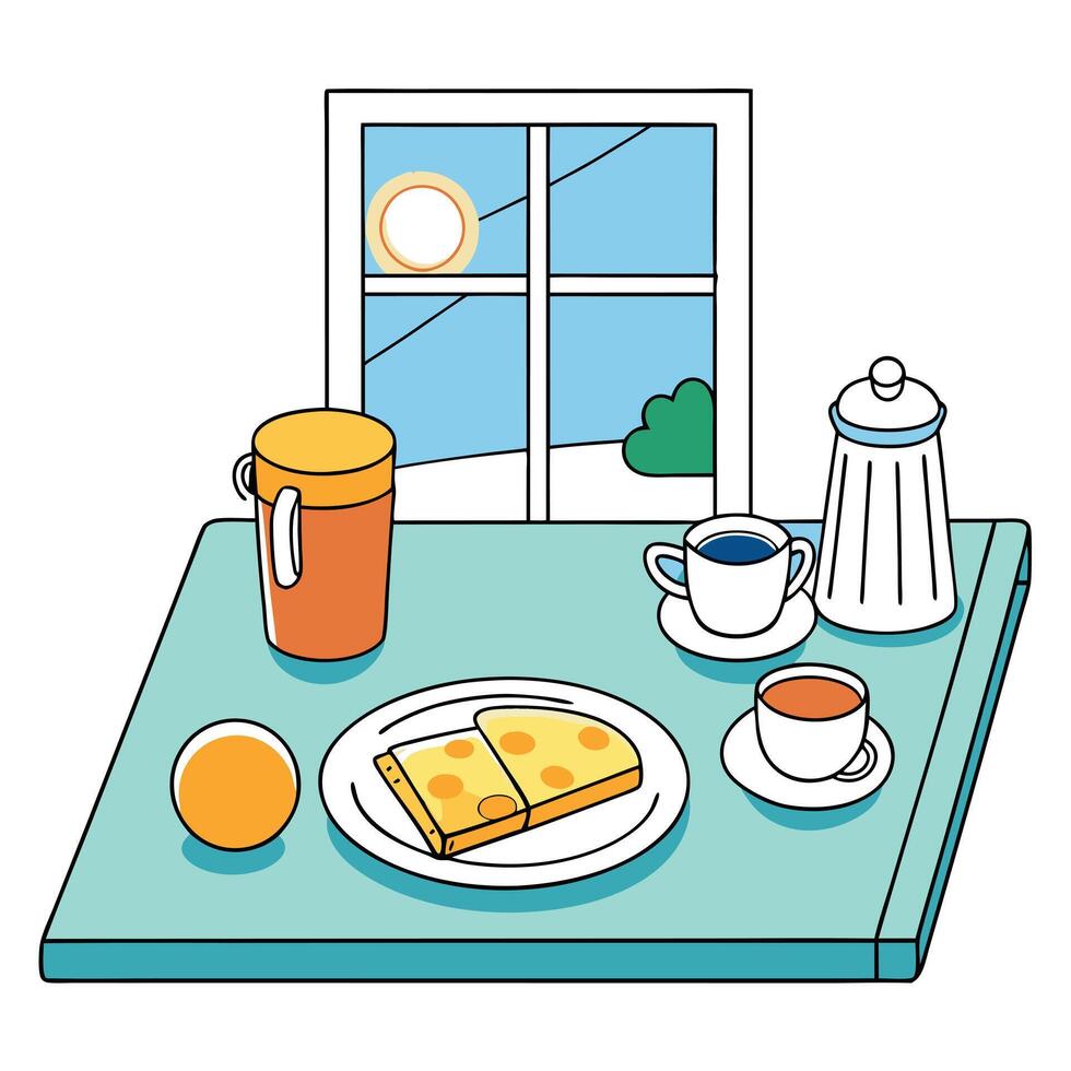 A Sunny Breakfast Spread Near a Window vector