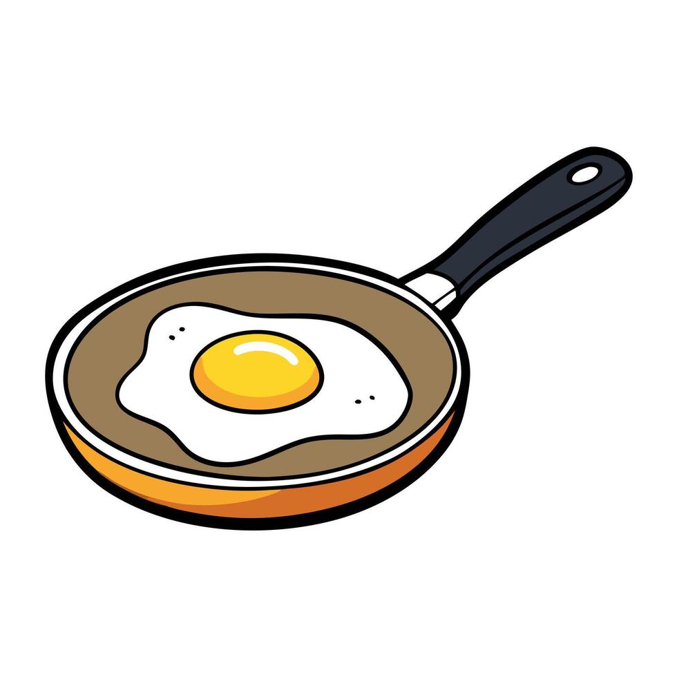 Fried egg in a frying pan vector