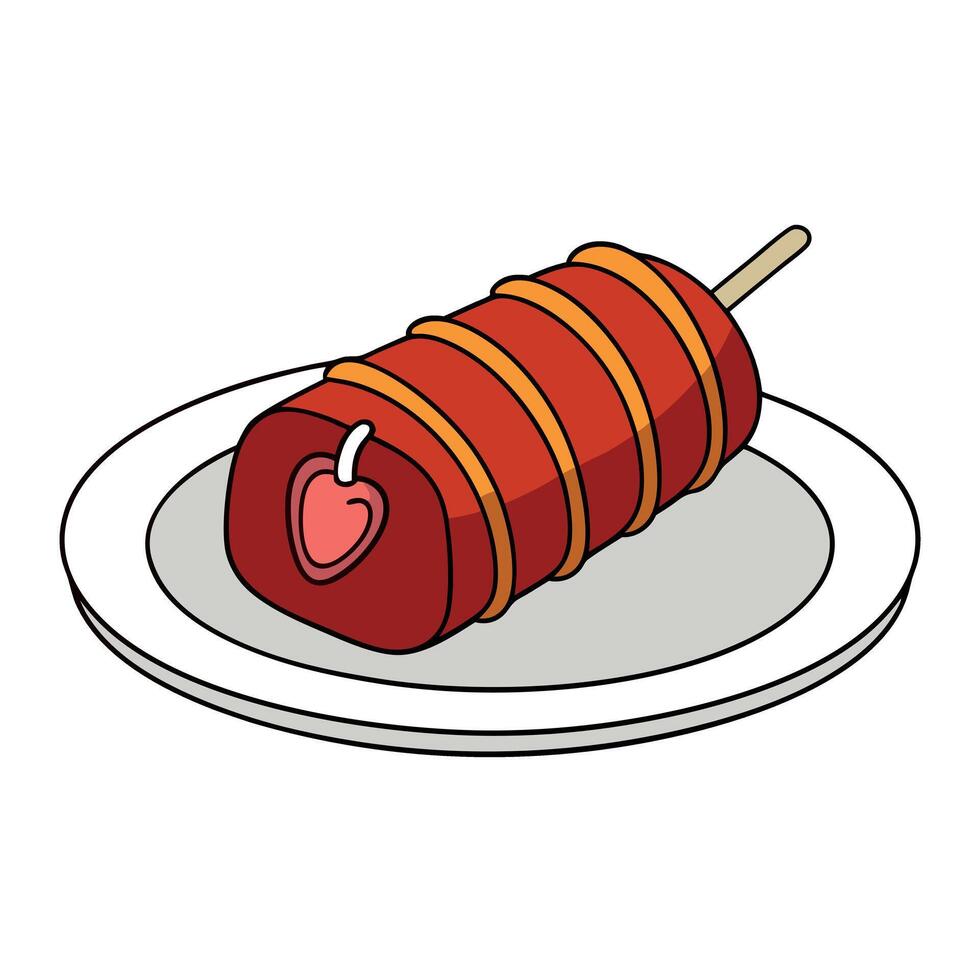Bacon wrapped tenderloin with demi glace vector