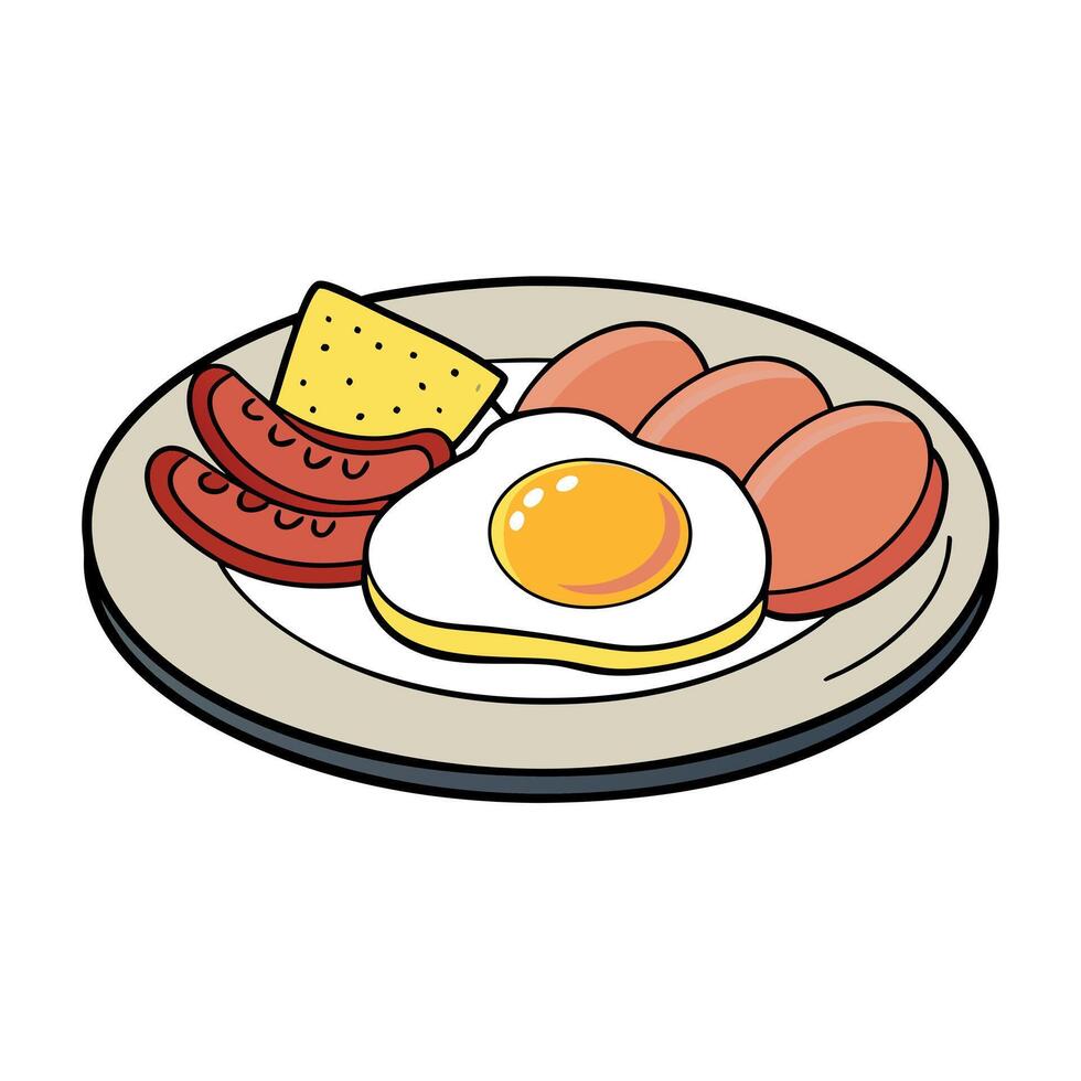 Gourmet Breakfast Platter with Fried Egg and Ham vector