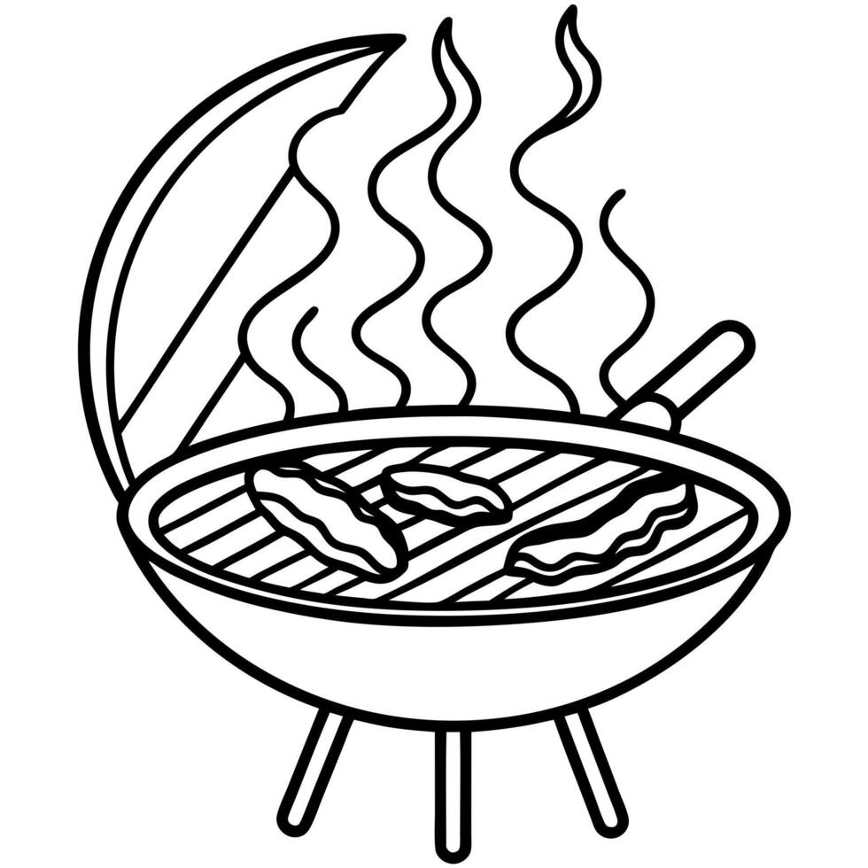 Bacon Cooking on Grill vector