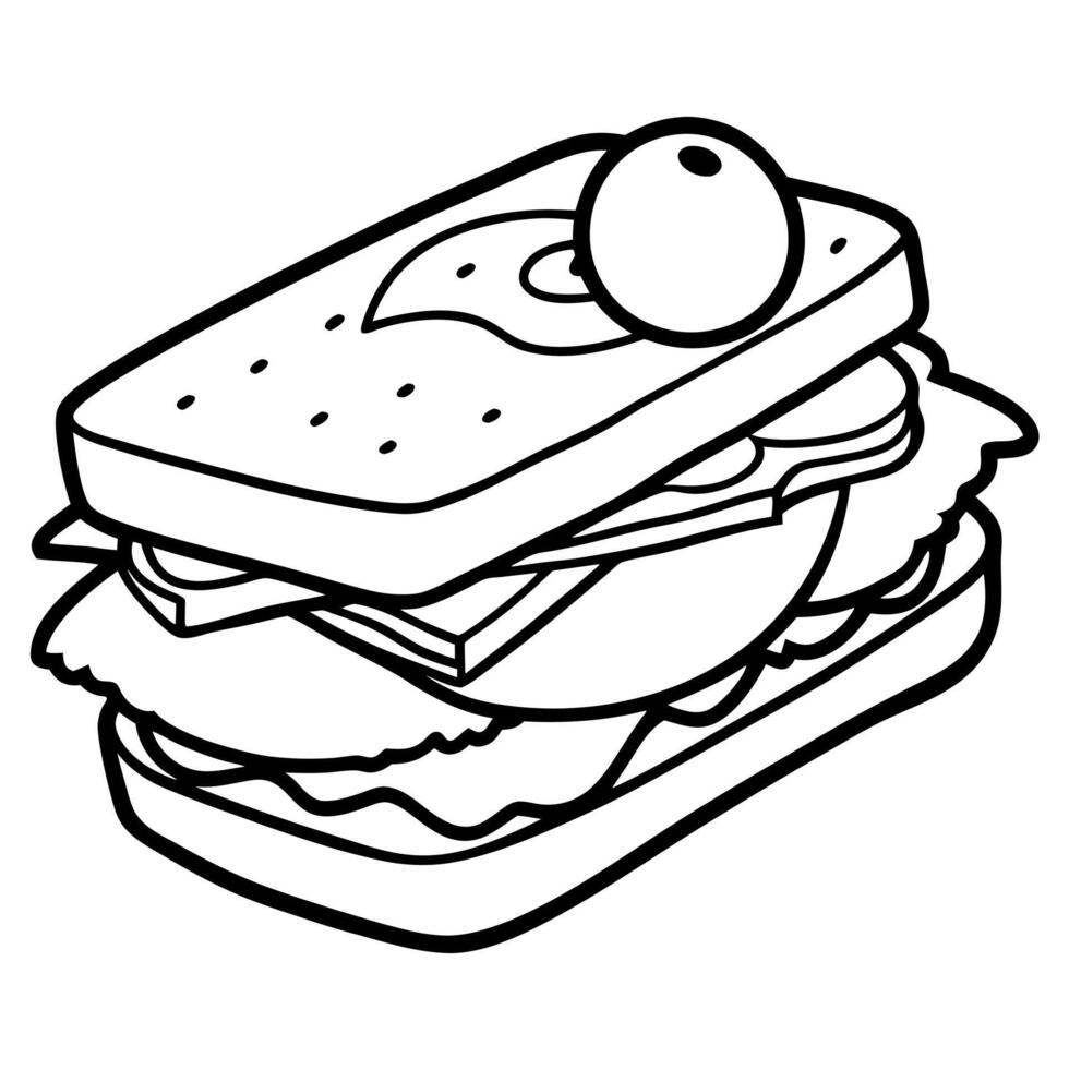 A sandwich with a egg and ham vector
