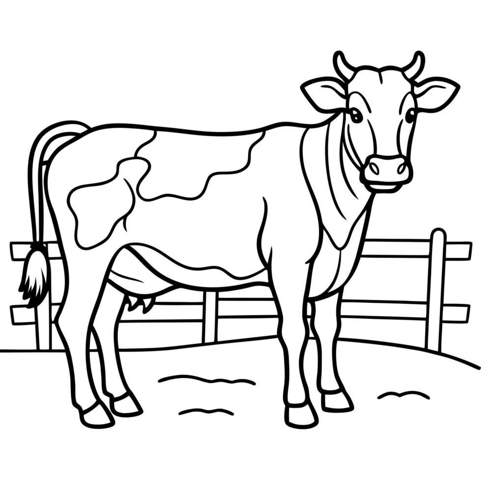 Dairy cow in outdoor pen vector