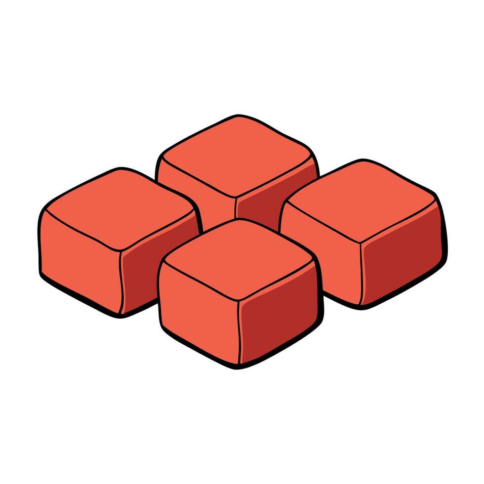 Set of tuna cubes isolated vector