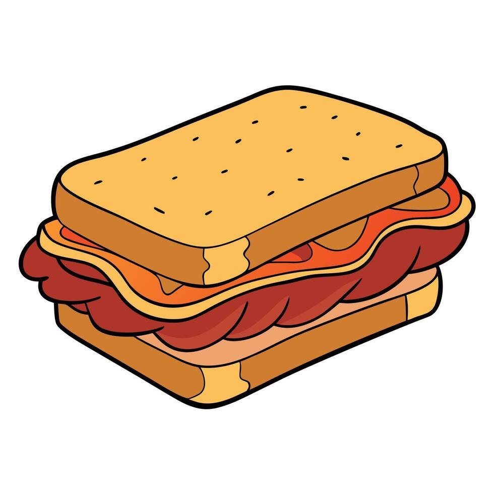 Deliciously indulgent bacon and cheese sandwich vector