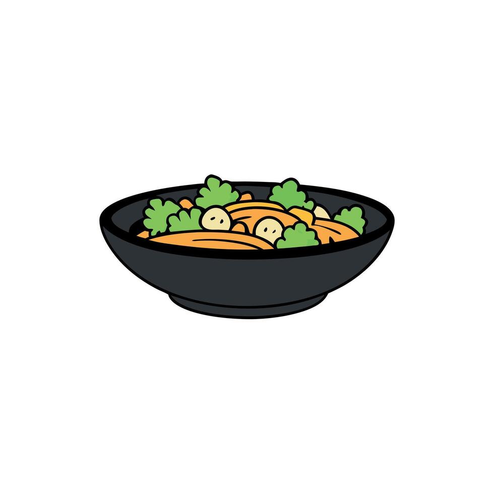 Black isolated plate with creative Caesar salad vector
