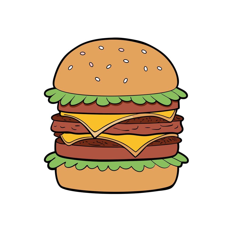 Double Cheeseburger with Bacon and Pickles vector