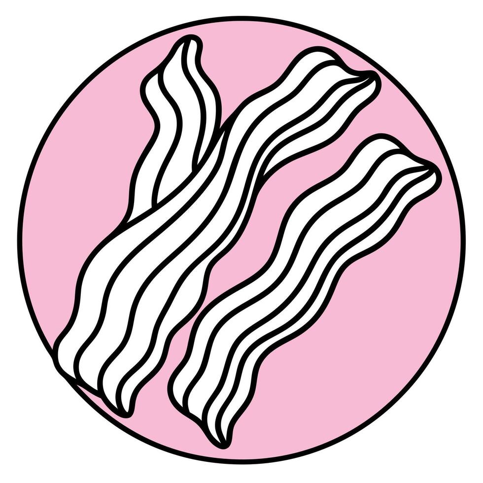 Close-up of wavy bacon strips on a pink surface vector