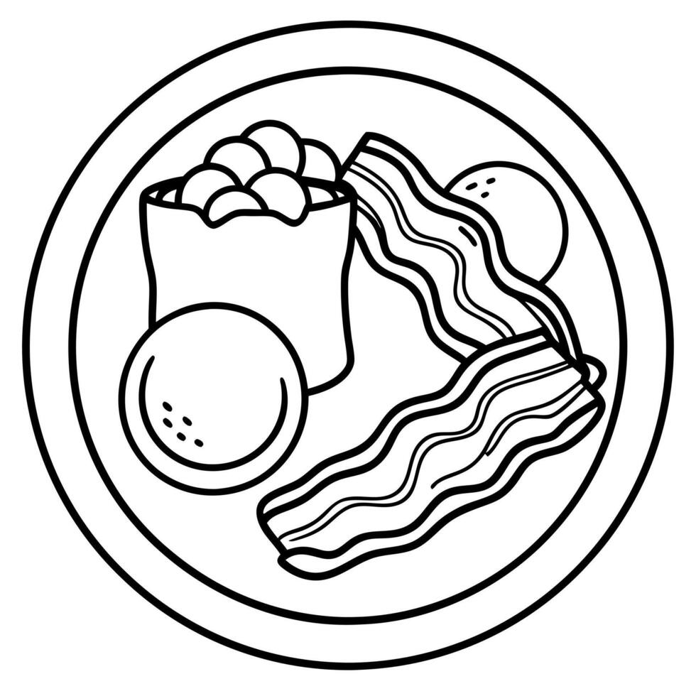 Classic american bacon and eggs breakfast vector