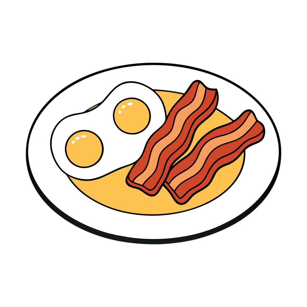 Eggs and bacon isolated on a white background vector