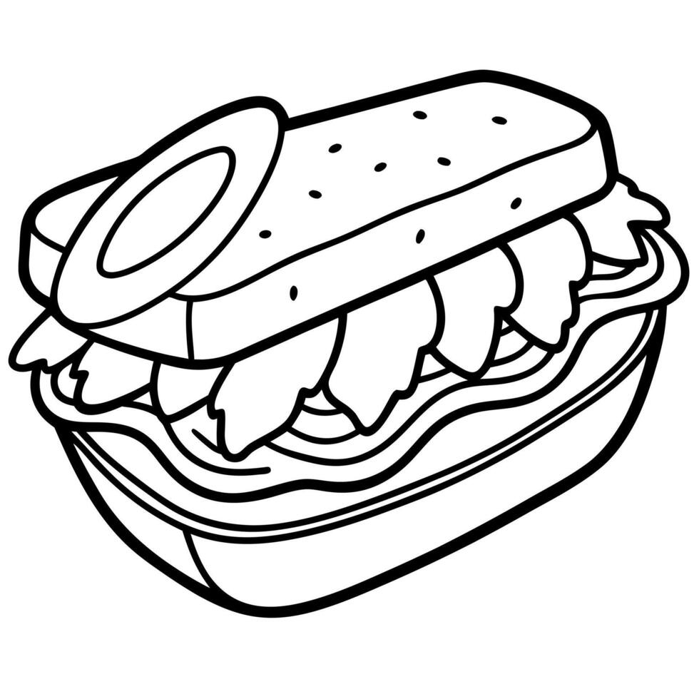 Ciabatta breakfast sandwich with bacon and egg vector