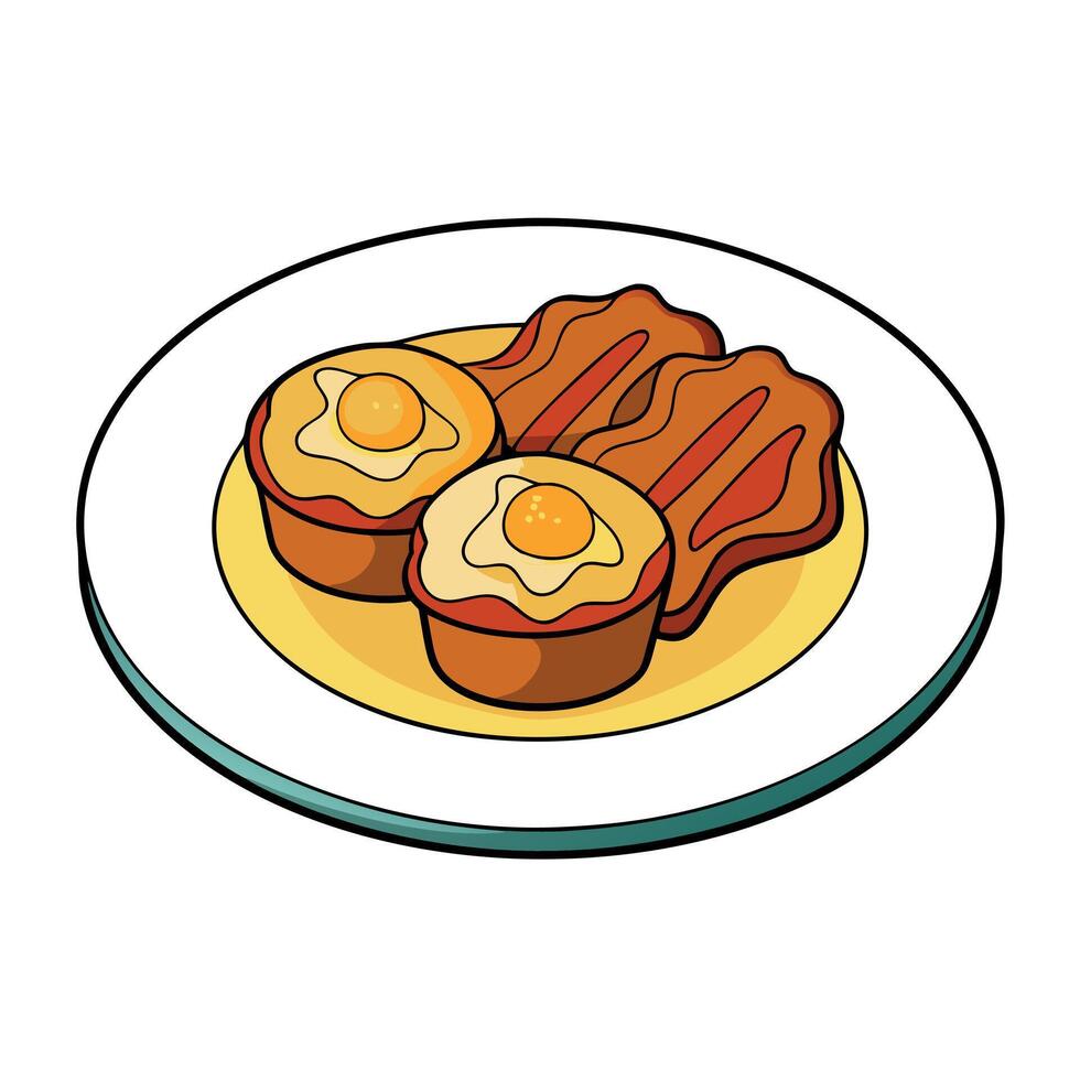 Bacon Cheddar Delight Easy Breakfast Egg Muffins vector
