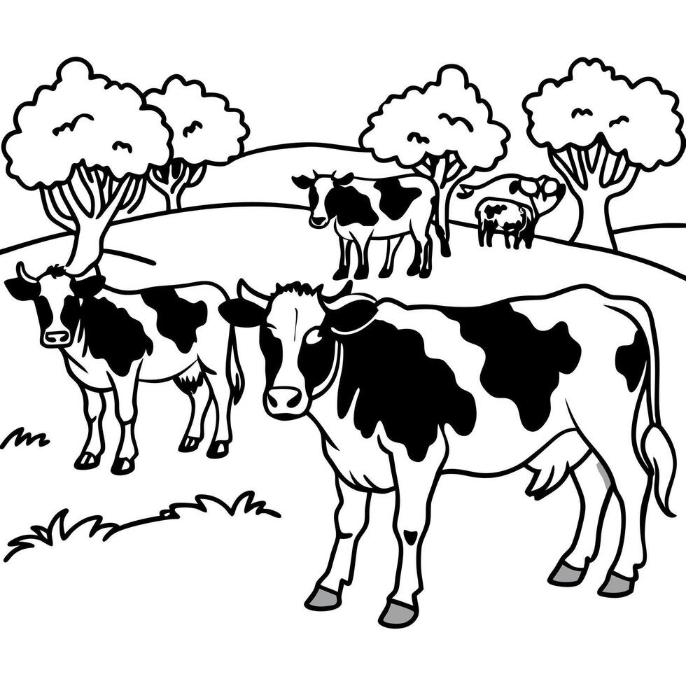 Group of cow isolated vector