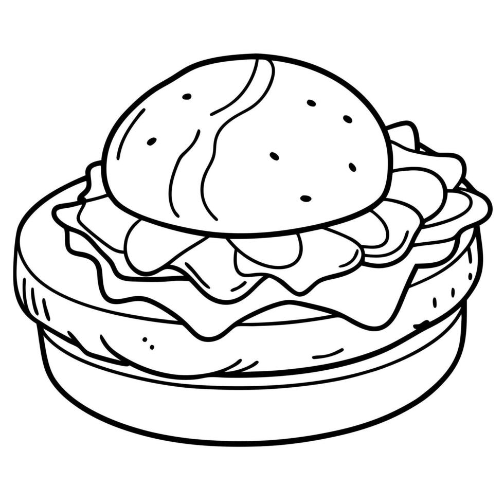 Classic eggs benedict with sliced ham. drizzled hollandaise sauce on a toasted bun served on a plate vector