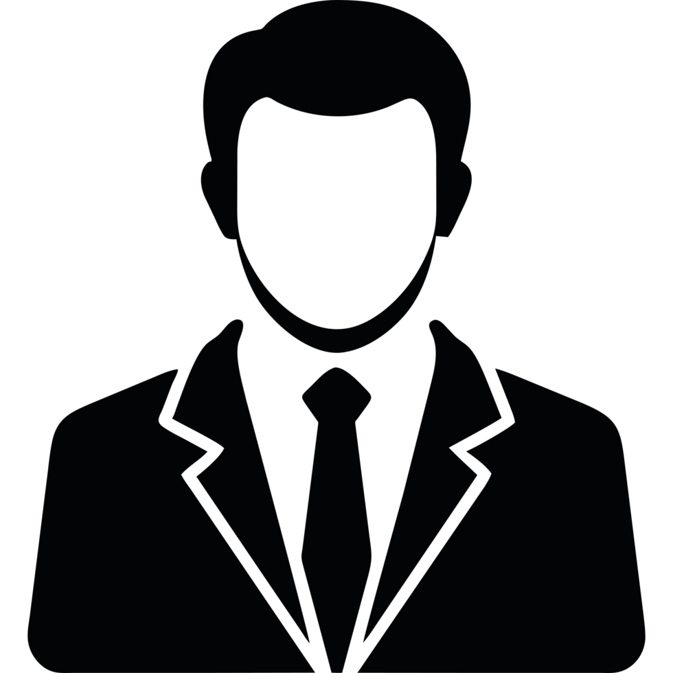 A silhouette of a man in a suit and tie png