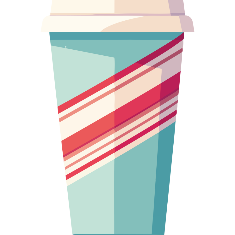 A cup of coffee with a striped lid png