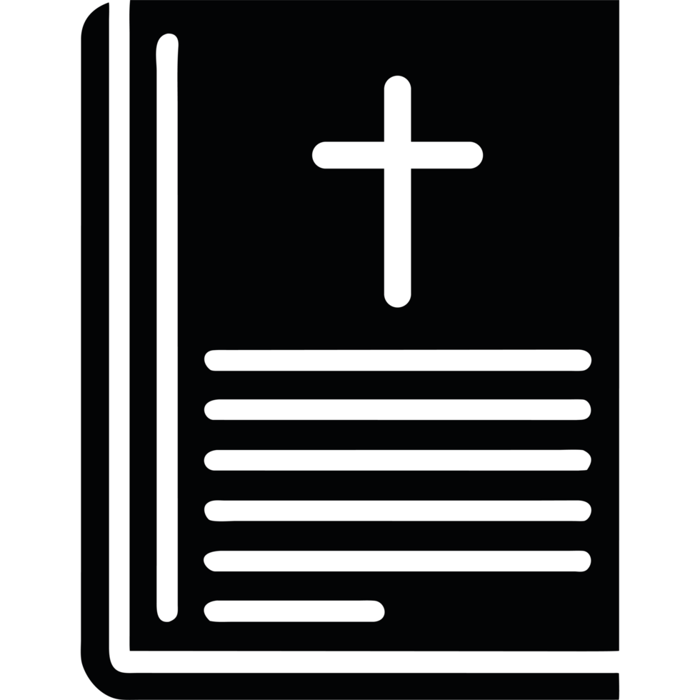 A black bible with a cross on it png