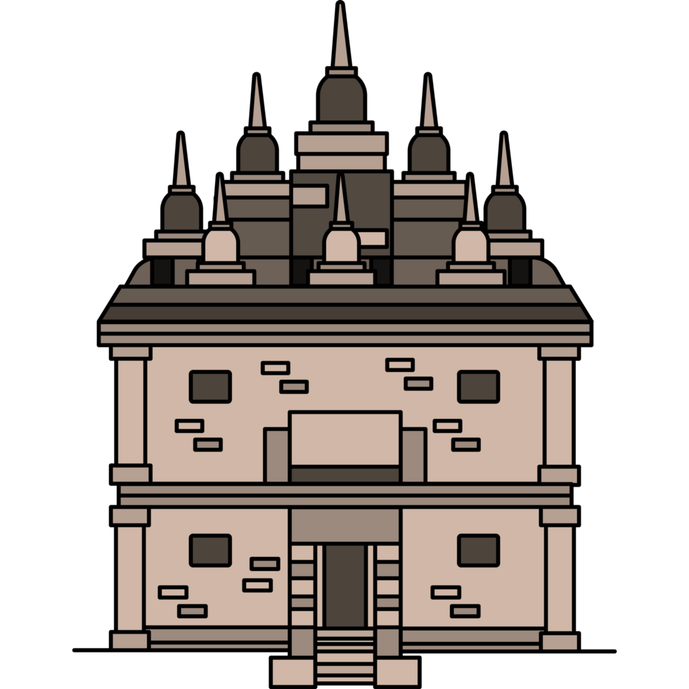 An illustration of a building with a tower png