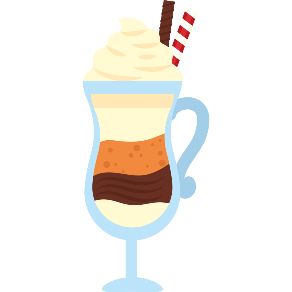 A cup of ice cream with whipped cream and a candy cane png