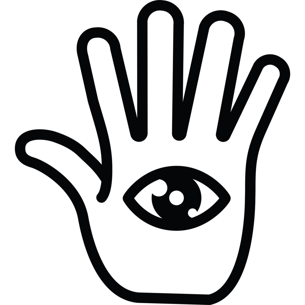 An all seeing hand with an eye on it png