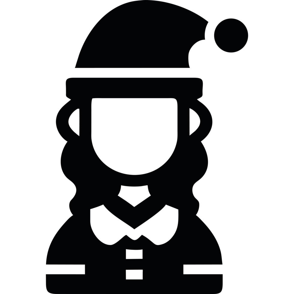 A black silhouette of a man wearing a santa hat png