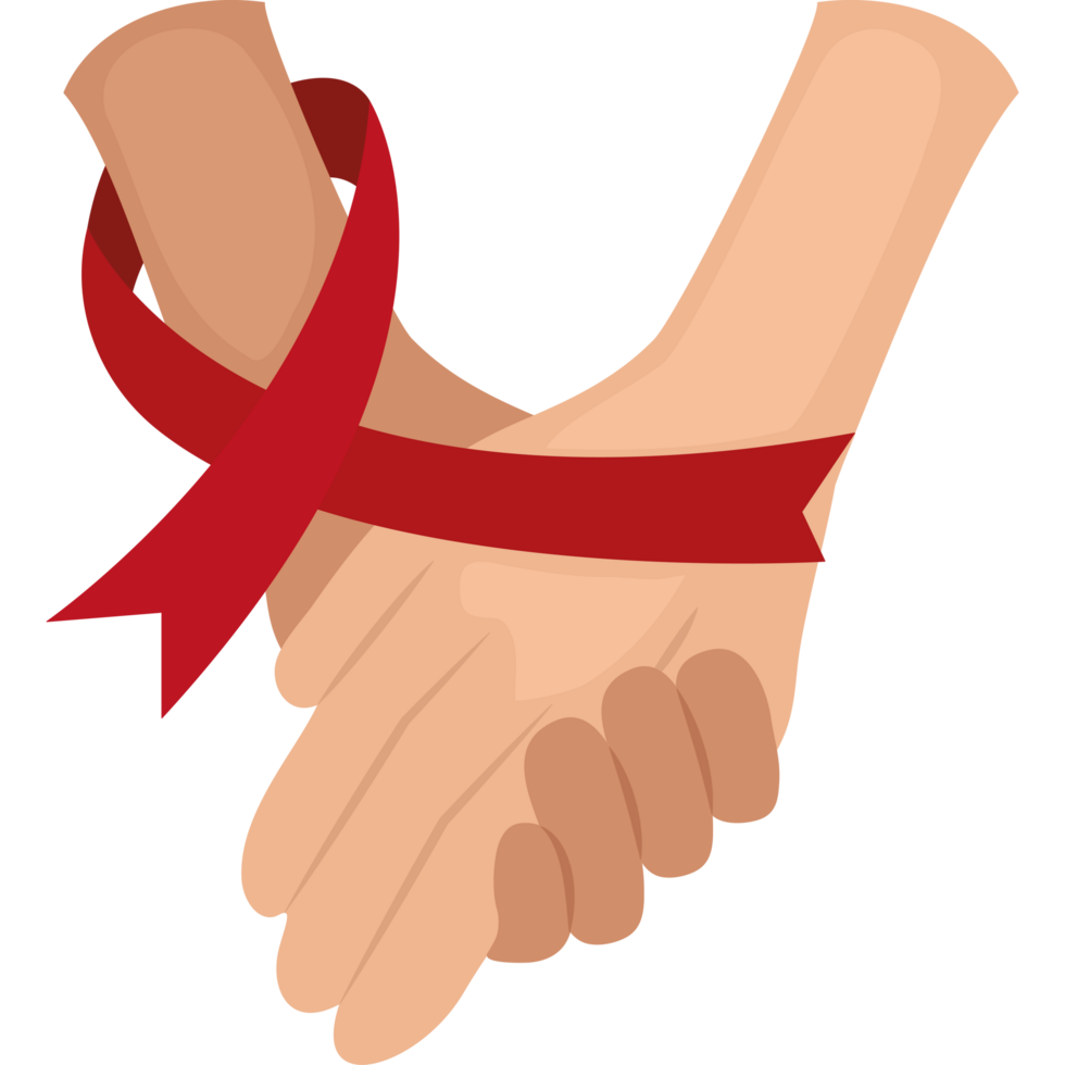 Two hands holding a red ribbon png