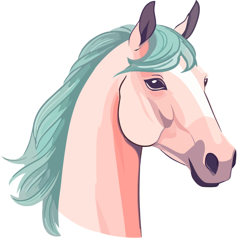 A horse with a green mane and blue eyes png