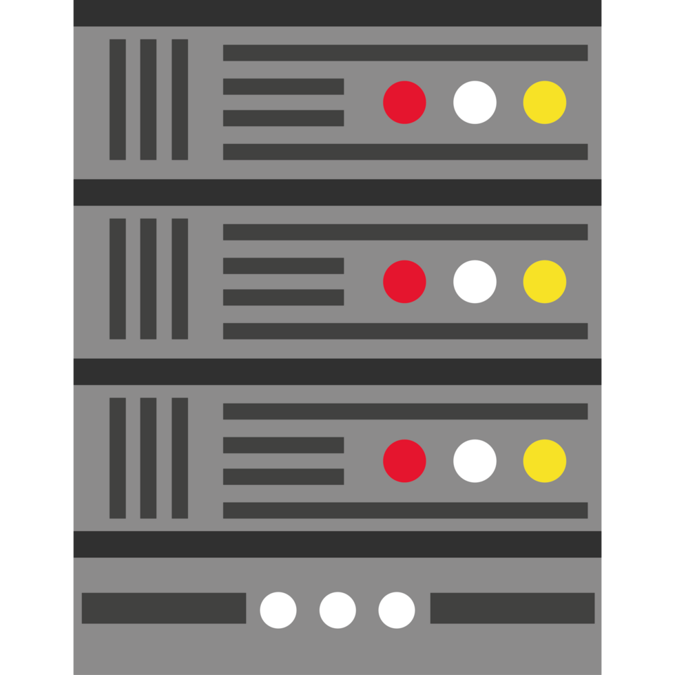 A server rack with four different colored buttons png